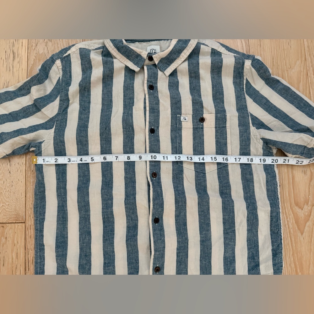 Quicksilver mens short sleeve cabana stripe button down beachy coastal Lagenlook - Picture 6 of 9